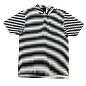 Men's Dunning Golf Short Sleeve Polo‎ Shirt White Blue Stripes XL